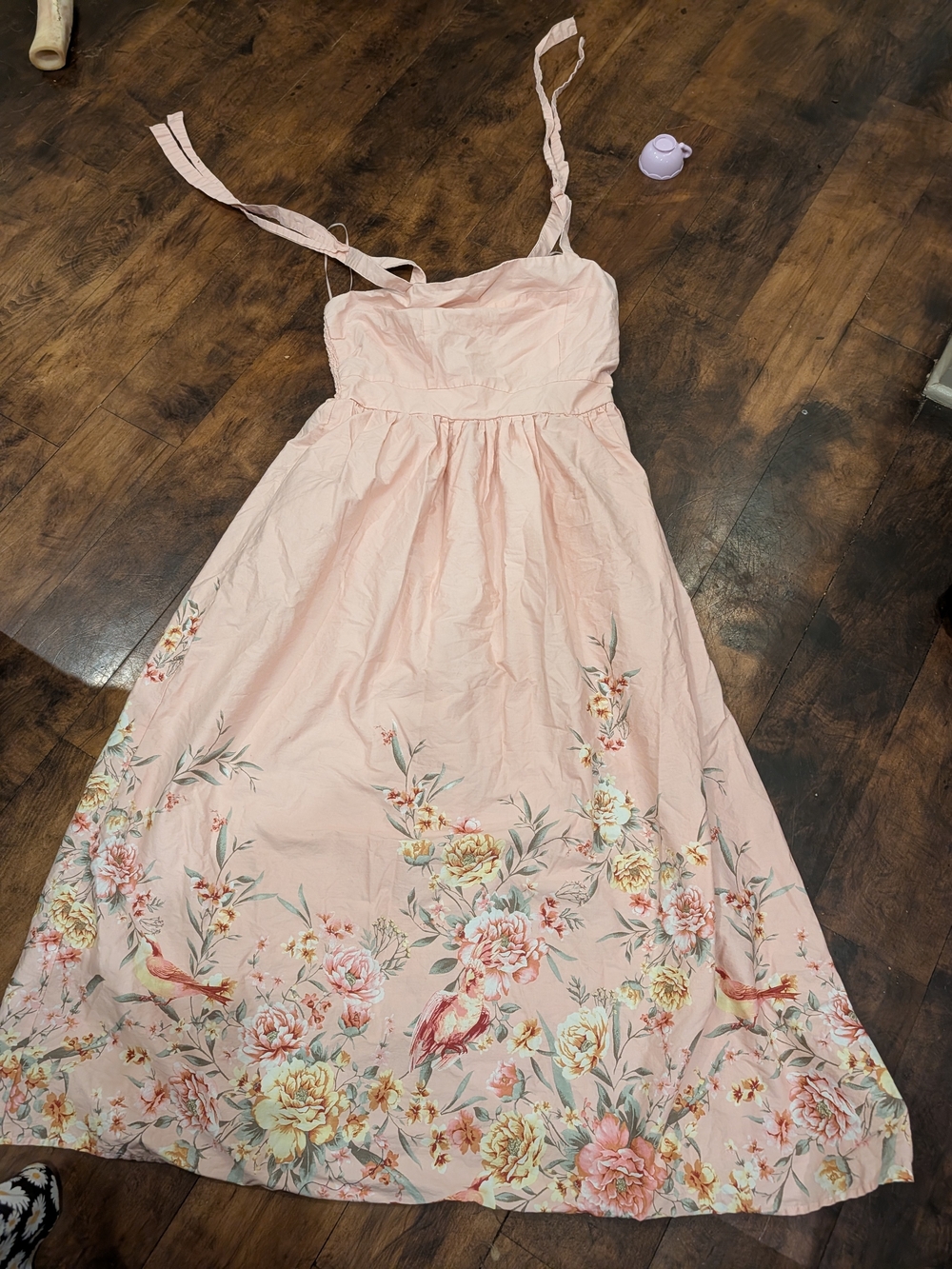 Joie Pale Pink Floral Midi Dress with Tie Straps